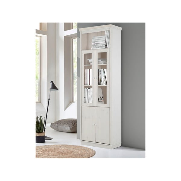 Biela vitrína z borovicového dreva 74x223 cm Anita – Støraa-image-3