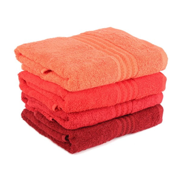 Sada 4 červených bavlnených uterákov Foutastic, 50 x 90 cm