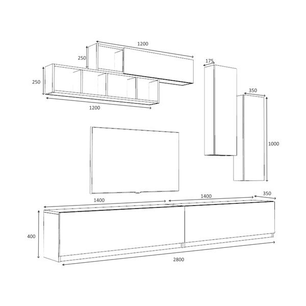 Biely TV stolík 140x40 cm Dona - Gauge Concept-image-3
