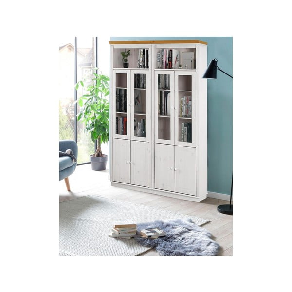 Biela vitrína z borovicového dreva 148x223 cm Anita – Støraa-image-2