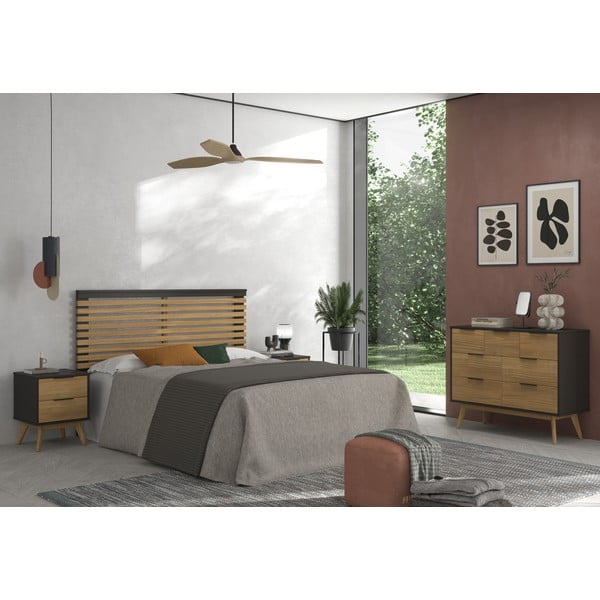 Čierne/prírodné čelo postele z borovicového dreva 163x100 cm Lavis - Marckeric-image-1