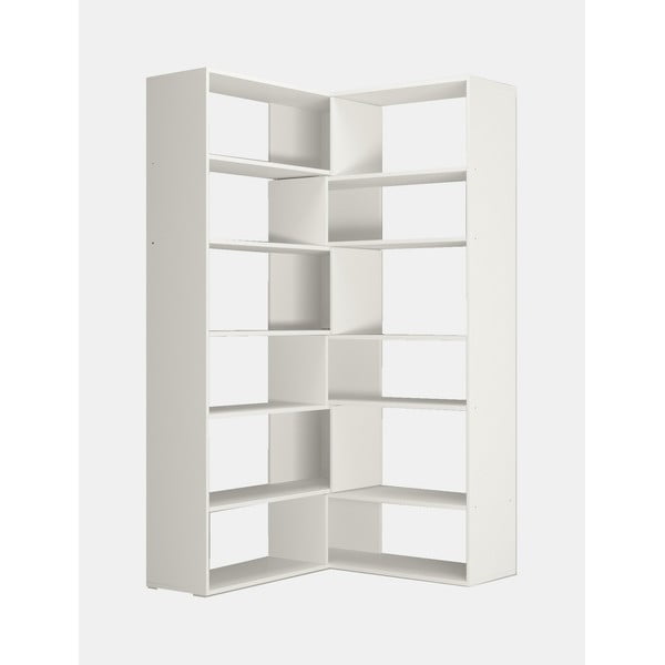 Biela rohová knižnica Twin, výška 179 cm-image-2