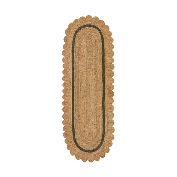 Tmavozelený/v prírodnej farbe ručne tkaný jutový behúň 80x230 cm Grace Green – Flair Rugs