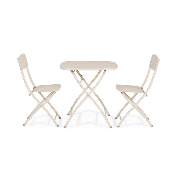 Béžová oceľová záhradná jedálenská súprava pre 2 Yvonne – Bizzotto