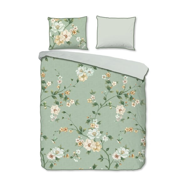 Zelené obliečky na dvojlôžko/predĺžené z bavlneného saténu 200x220 cm Sizena – Descanso