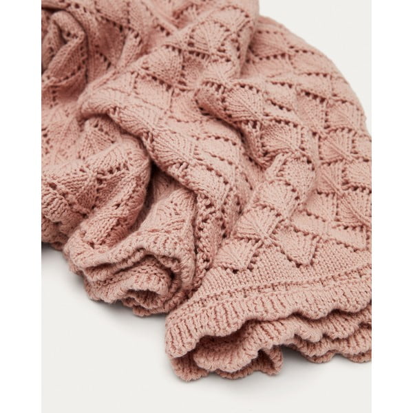Ružová bavlnená pletená detská deka 70x100 cm Ria – Kave Home-image-1