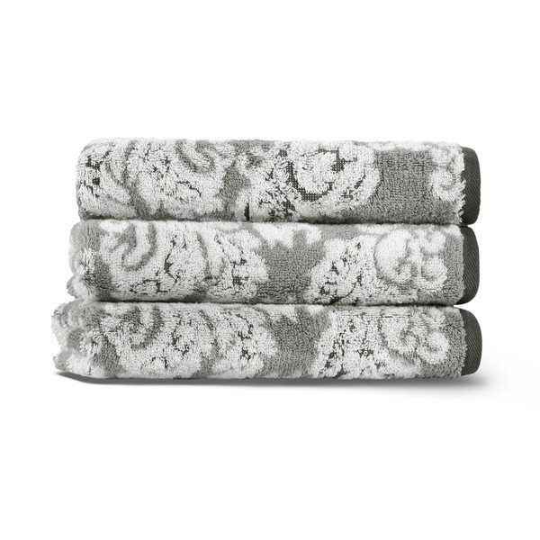 Sivý bavlnený uterák 33x33 cm Damask – Foutastic-image-1