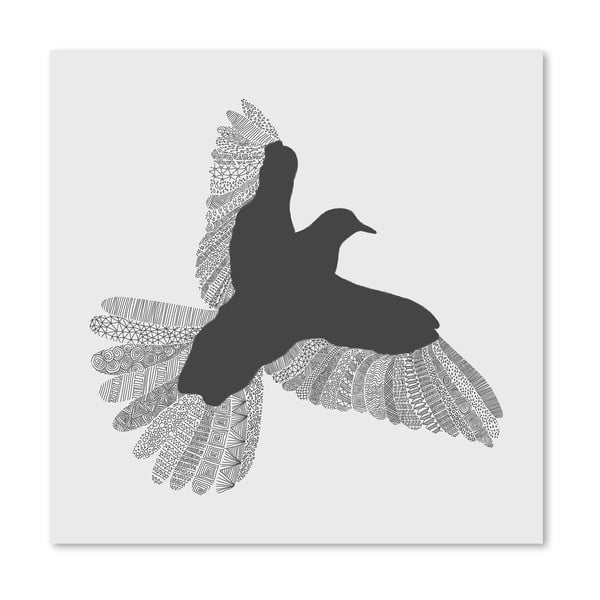 Plagát Bird Grey od Florenta Bodart, 30x30 cm