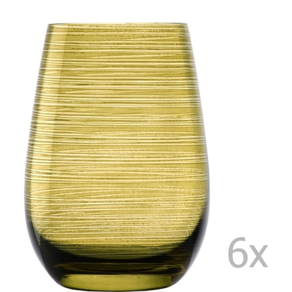 Sada 6 olivovozelených pohárov Stölzle Lausitz Twister, 465 ml
