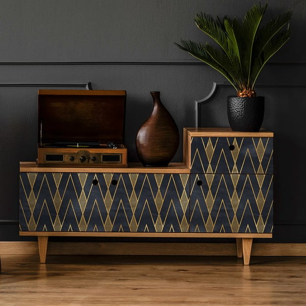 Dekoratívna tapeta na nábytok v čierno-zlatej farbe Ambiance Ragnar-image-4