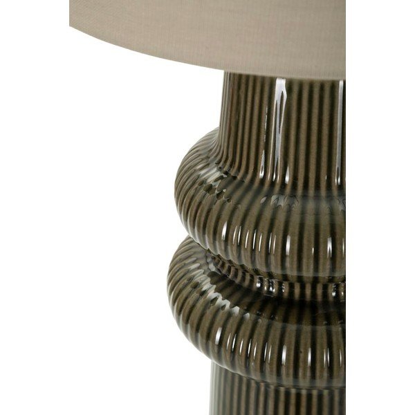 Khaki/krémovobiela keramická stolová lampa s textilným tienidlom (výška  64,5 cm) Harmony – Mauro Ferretti-image-3