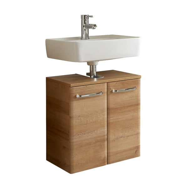 Závesná skrinka bez umývadla v dekore duba v prírodnej farbe 53x60 cm Quickset 318 – Pelipal-image-2