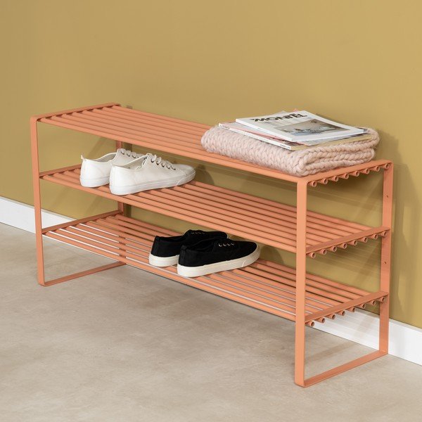 Oceľová skrinka na topánky v lososovej farbe 100x48,5x29 cm Rex – Spinder Design-image-1