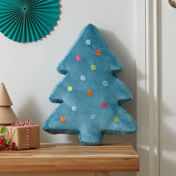 Zamatový dekoračný vankúš s vianočným motívom 34x40 cm Christmas Tree – Catherine Lansfield