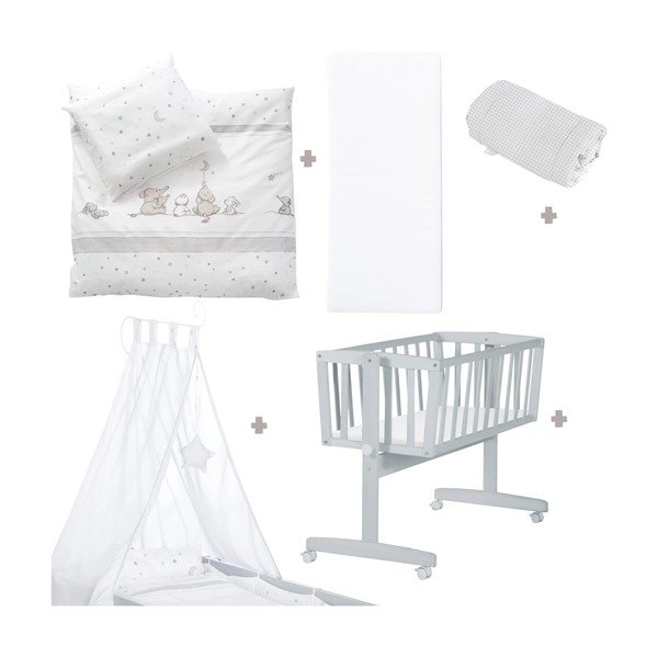 Sivá kolíska na kolieskach s baldachýnom 40x90 cm Strenenzauber – Roba-image-2