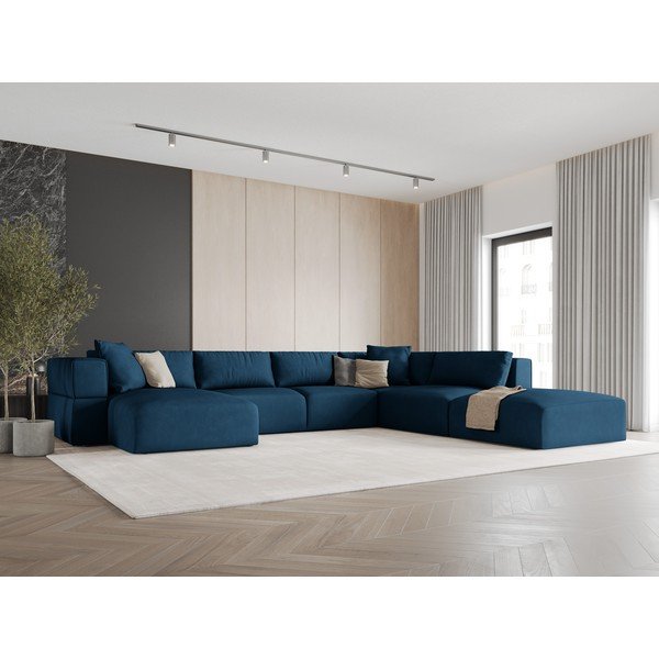 Modrá rohová pohovka do "U", pravý roh Esther - Milo Casa-image-1