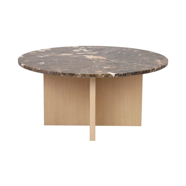 Hnedý mramorový okrúhly konferenčný stolík 90x90 cm Brooksville - Rowico-image-3