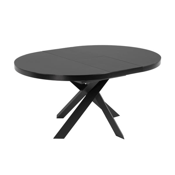 Čierny okrúhly rozkladací jedálenský stôl so sklenenou doskou ø 160 cm Vashti – Kave Home-image-2