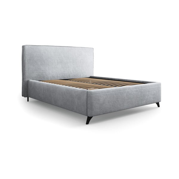 Sivá čalúnená dvojlôžková posteľ s úložným priestorom a roštom 180x200 cm Malou – Milo Casa