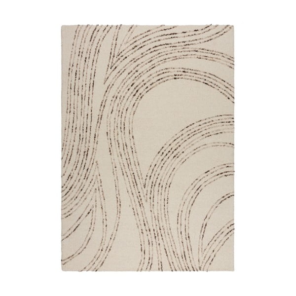Hnedo-krémový vlnený koberec 200x290 cm Abstract Swirl – Flair Rugs