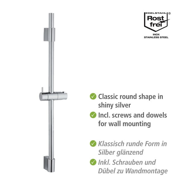 Nástenná sprchová tyč z nerezovej ocele v lesklej striebornej farbe 70 cm Classic – Wenko-image-2