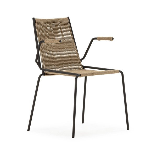 Béžové kovové jedálenské stoličky v súprave s podrúčkami/stohovateľné 2 ks Emily – Marckeric