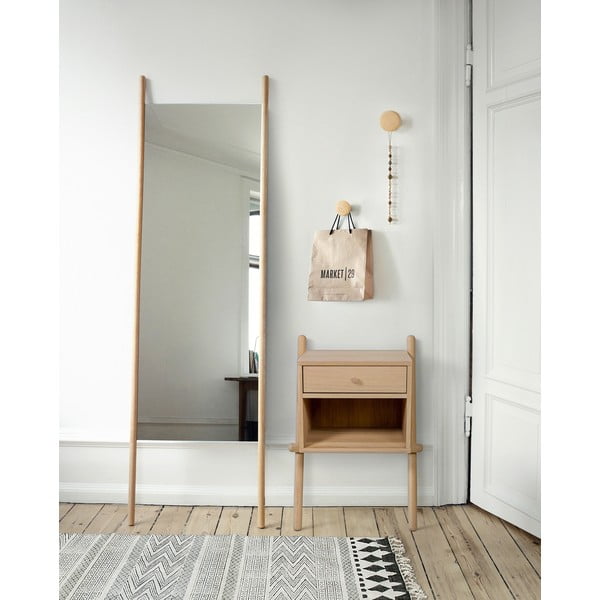 Nočný stolík v dekore duba v prírodnej farbe Wiru – Woodman-image-1