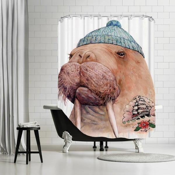 Kúpeľňový záves Tattooed Walrus, 180x180 cm