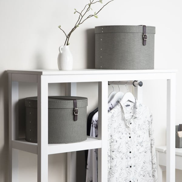 Sivé kartónové úložné boxy v súprave 2 ks s vekom ø 37,5x25,5 cm Rut Canvas Paper Laminate – Bigso-image-1