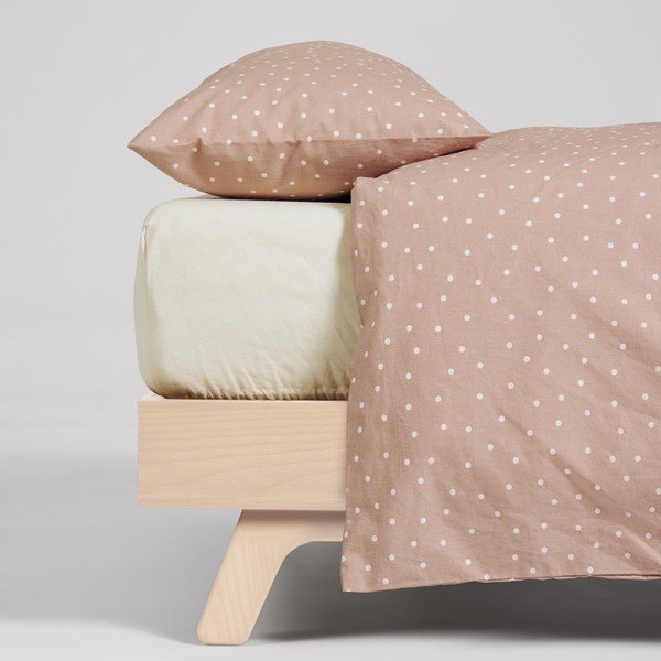 Set ružovo-béžových detských obliečok a plachty z organickej bavlny Kave Home Betiana, 90 x 190 cm-image-1