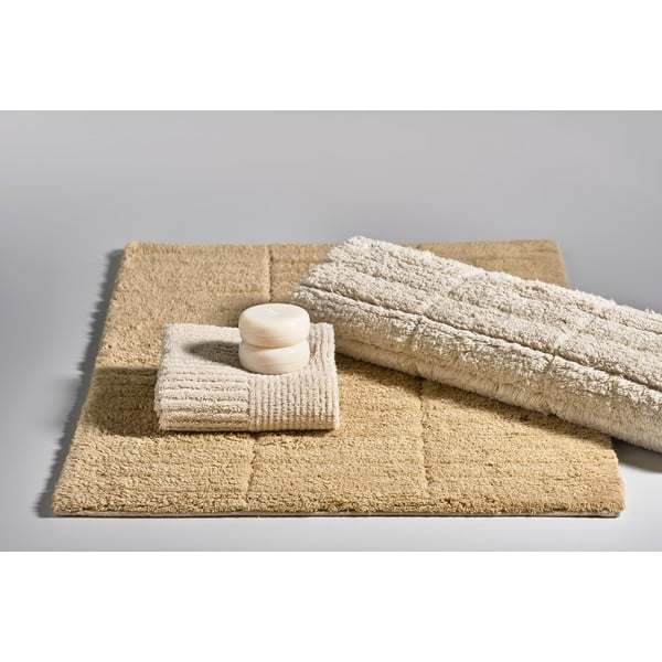 Tmavobéžová bavlnená kúpeľňová predložka Zone Tiles, 80 x 50 cm-image-1