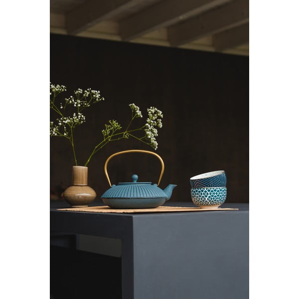 Modrá liatinová kanvica na čaj 1,1 l Linhai – Bredemeijer-image-3