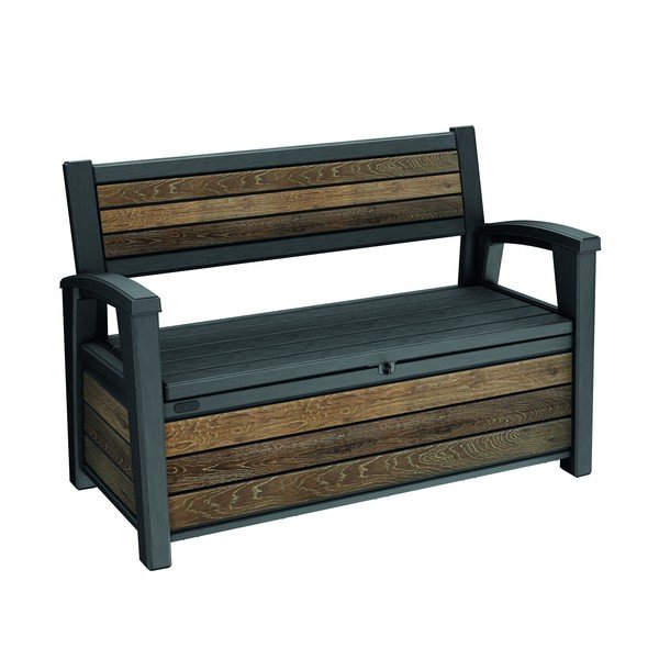 Tmavohnedá plastová záhradná lavica Deco – Keter