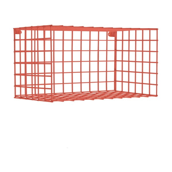 Červená nástenná kovová polica Really Nice Things Horizontal, 30 × 60 cm