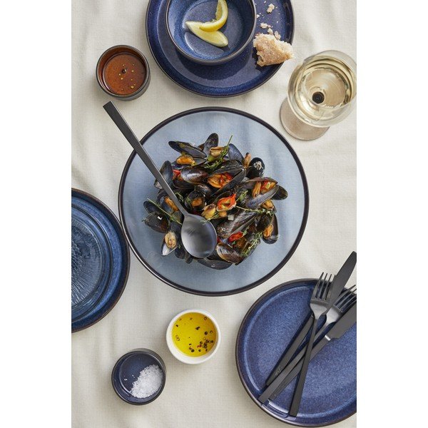 Čierna/modrá miska z kameniny 600 ml Gastro Dark Blue/Black – Bitz-image-1