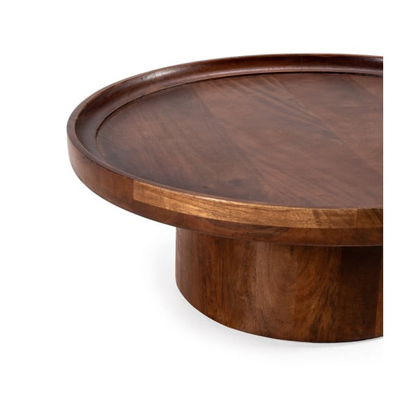 Tmavohnedý okrúhly konferenčný stolík z mangového dreva 80x80 cm Giselle – MOME-image-2