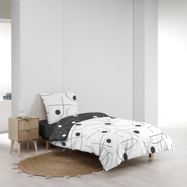 Biele/tmavosivé obliečky na jednolôžko z mikrovlákna 140x200 cm Sonate – douceur d'intérieur-image-3