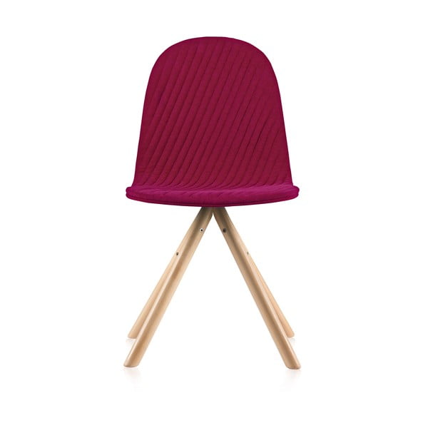 Ružová stolička s prírodnými nohami IKER Mannequin Stripe