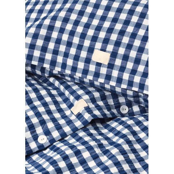 Bielo-tmavomodré krepové obliečky na jednolôžko 140x200 cm Bæk&Bølge – JUNA-image-3