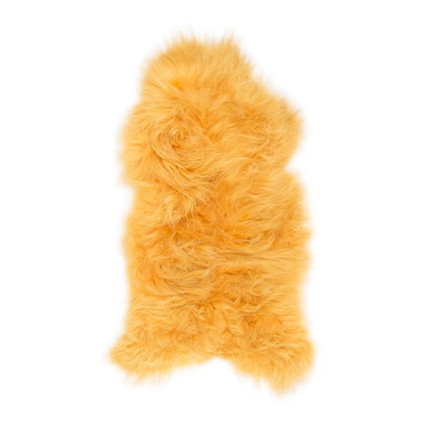 Žltá ovčia kožušina s dlhým vlasom Arctic Fur Ptelja, 110 × 60 cm