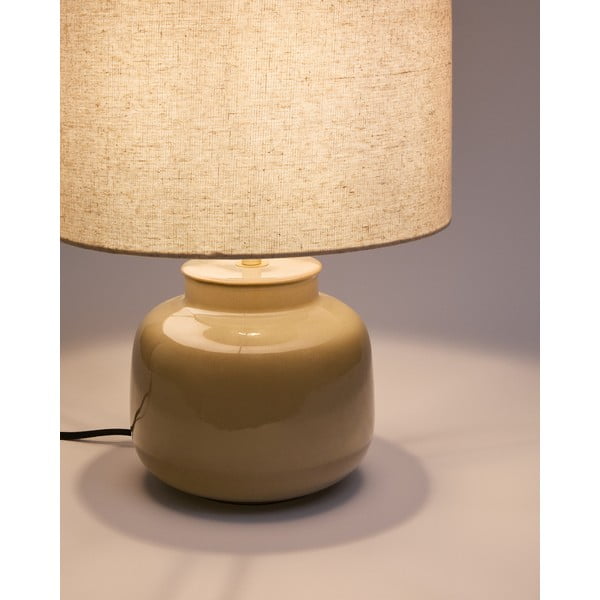 Béžová keramická stolová lampa s textilným tienidlom (výška 40 cm) Tay – Kave Home-image-2