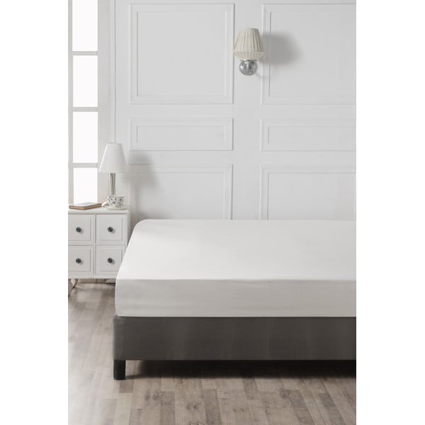 Biele napínacie bavlnené prestieradlo 160x200 cm - Mijolnir-image-2