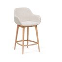 Béžová čalúnená barová stolička s podrúčkami (výška sedadla 66 cm) Konna – Kave Home