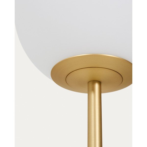 Biela/v zlatej farbe stojacia lampa so skleneným tienidlom (výška  155 cm) Brisia – Kave Home-image-3