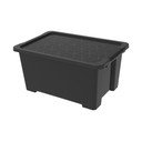 Lesklo čierny plastový úložný box s vekom Evo Easy - Rotho