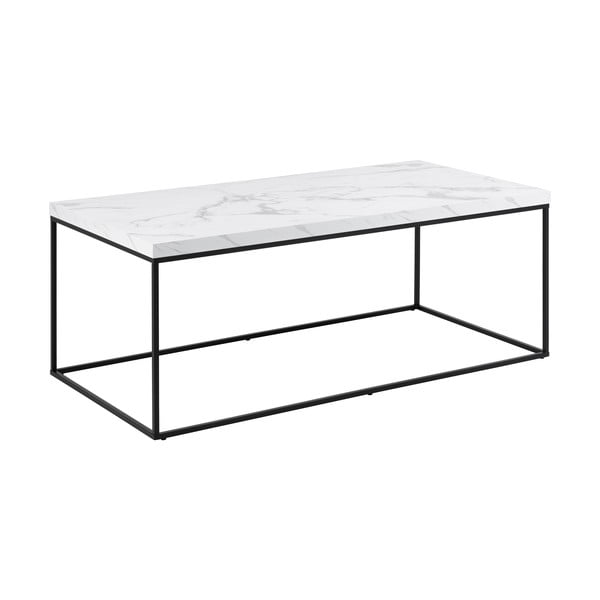 Biely konferenčný stolík s doskou v dekore mramoru 55x110 cm Barossa – Actona-image-3