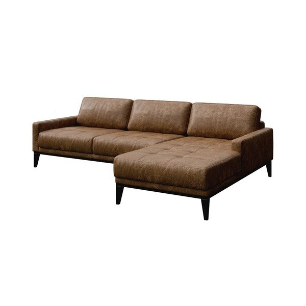 Koňakovohnedá kožená rohová pohovka MESONICA Musso Tufted, pravý roh-image-2