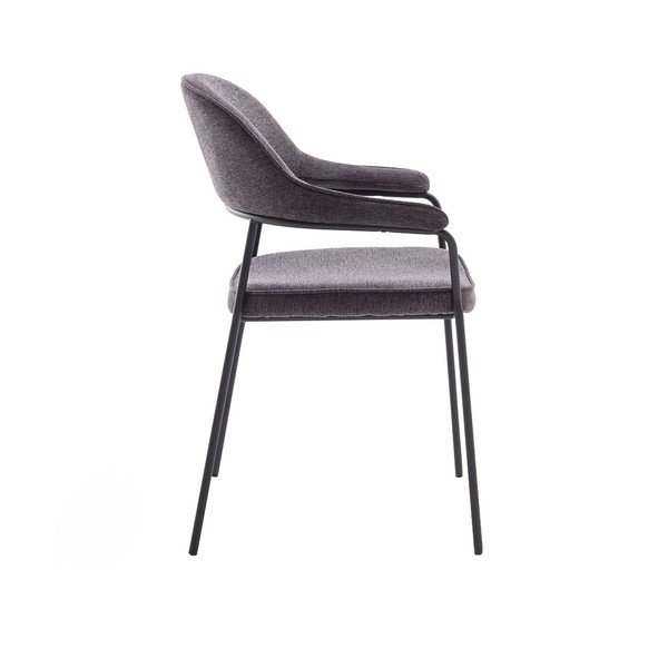 Tmavosivá jedálenská stolička s podrúčkami Kindersley – Unique Furniture-image-2