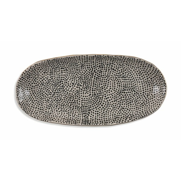 Čierny oválny tanier z kameniny Villa d'Este Masai, dĺžka 39 cm