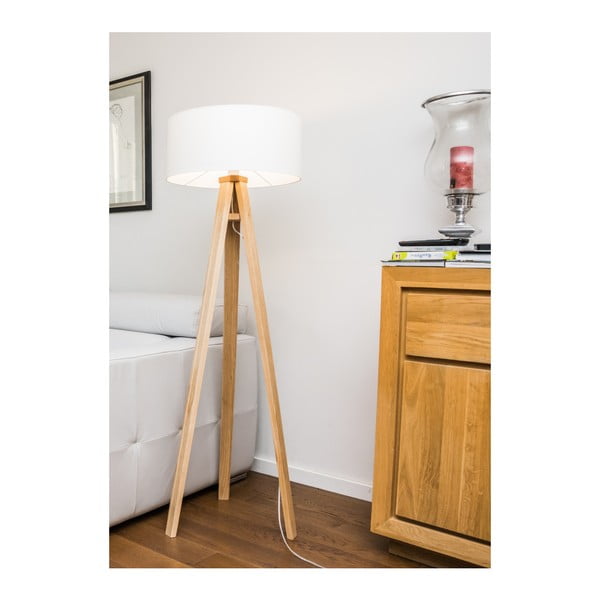 Stojacia lampa s bielym tienidlom a transparentným káblom Ragaba Wanda-image-3